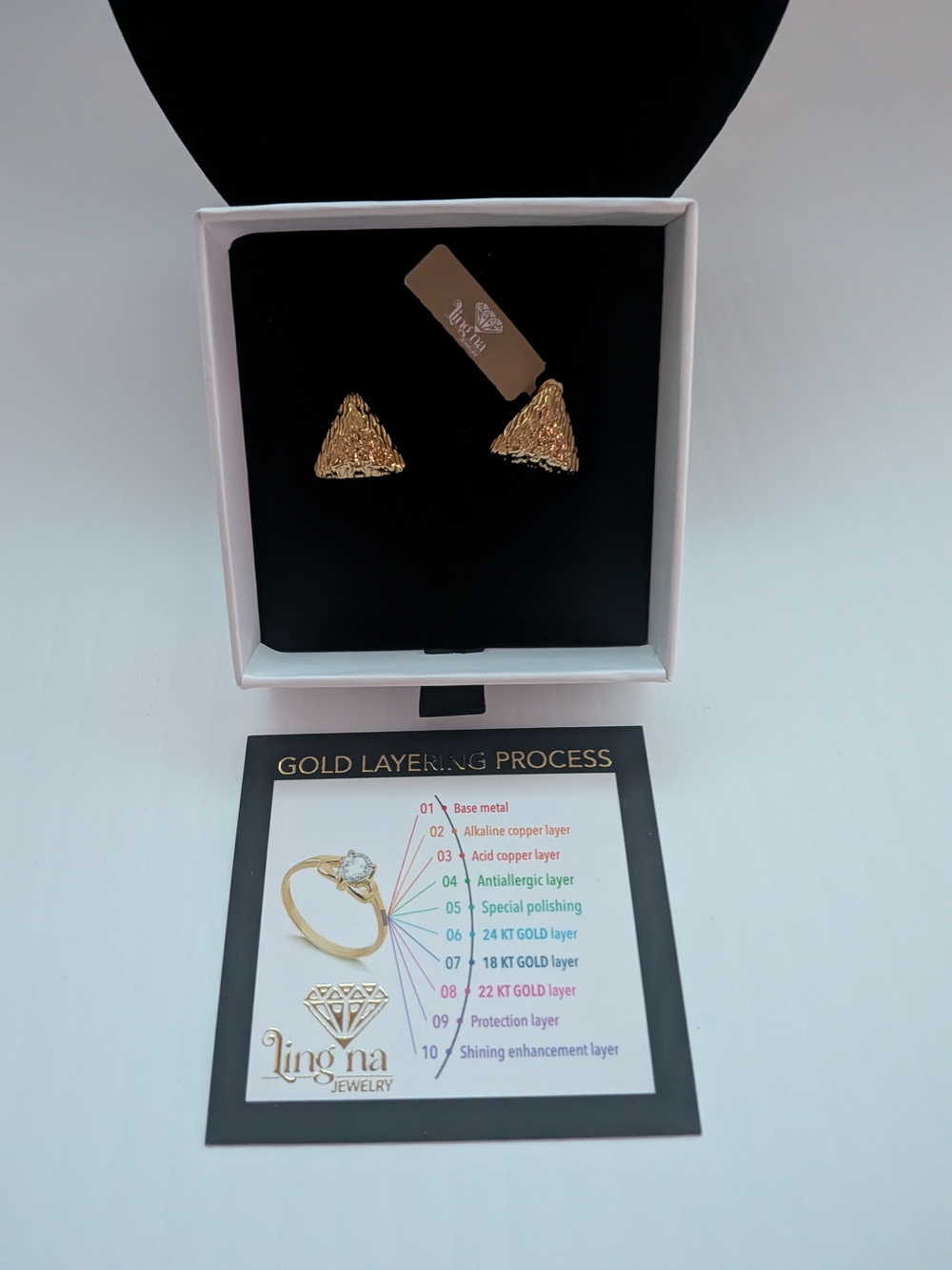 Zara Textured Gold Triangle Stud Earrings